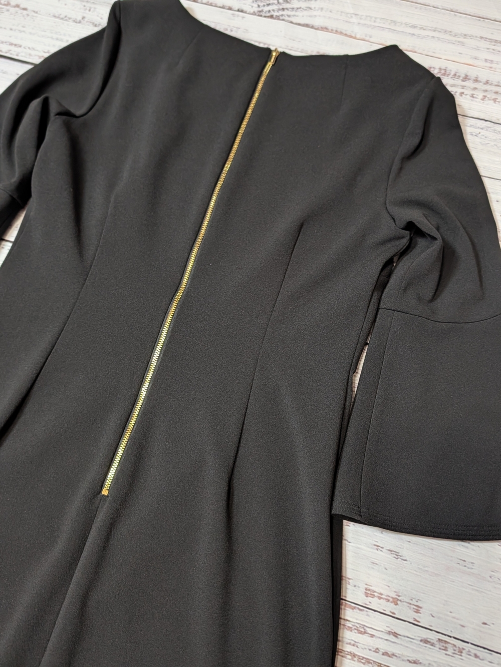 Calvin Klein Size 10 Black Bell Sleeve Sheath Dress - Picture 7 of 12